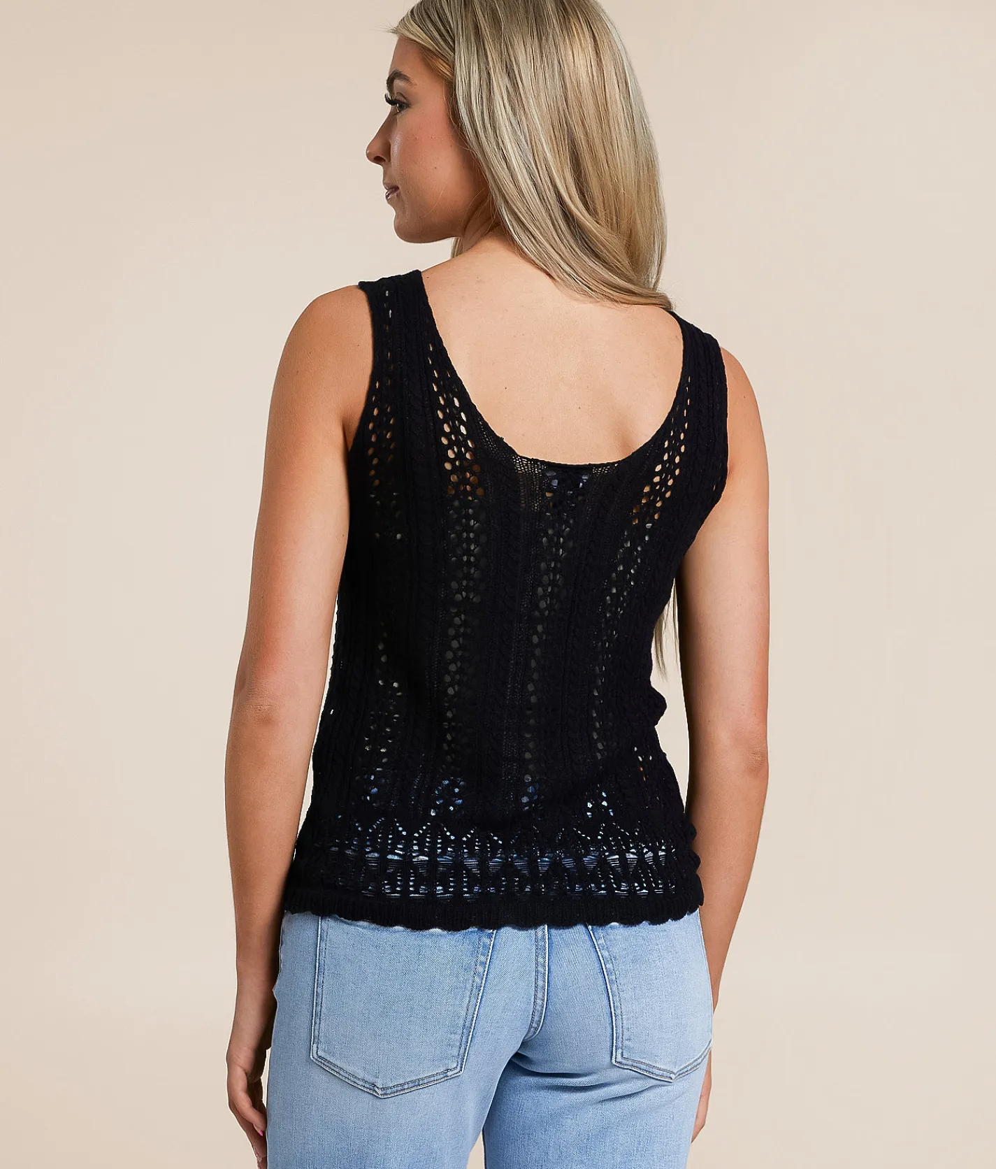 Tops | Daytrip Pointelle Sweater Tank Top Black