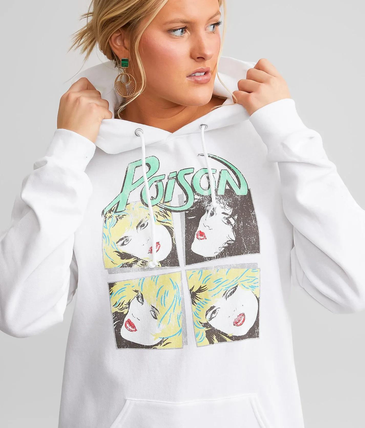 Tops | Goodie Two Sleeves Poison Band Hooded Sweatshirt White