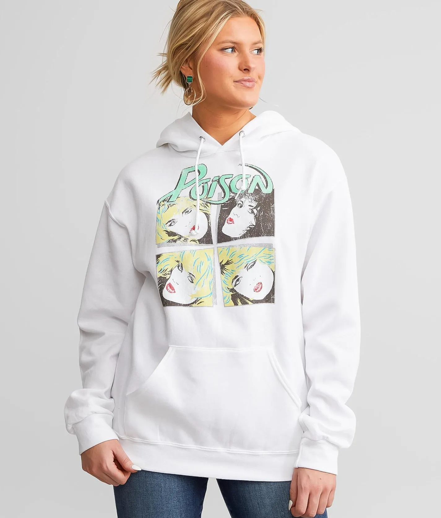 Tops | Goodie Two Sleeves Poison Band Hooded Sweatshirt White