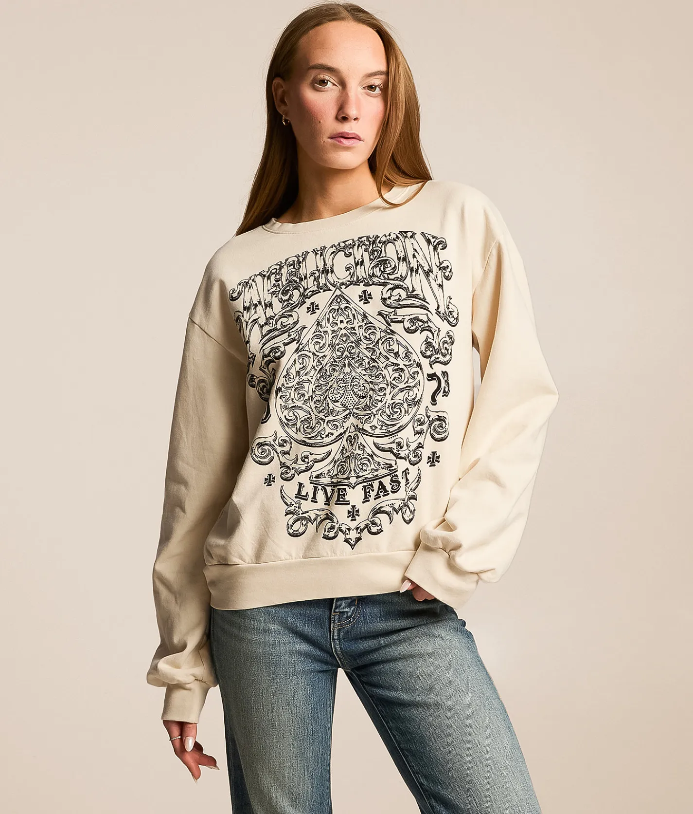 Tops | Affliction Polaris Oversized Pullover Rock