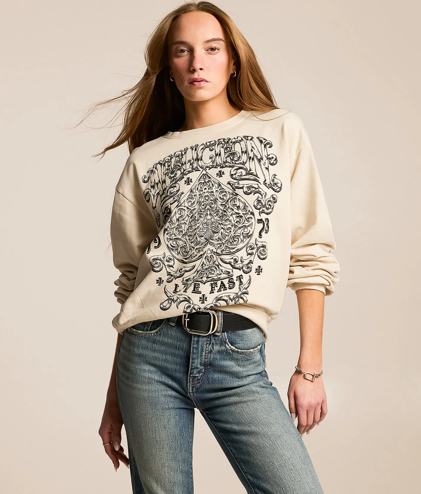 Tops | Affliction Polaris Oversized Pullover Rock