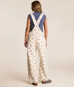 Rompers & Jumpsuits | Peach Love California Polka Dot Barrel Overalls Cream Navy