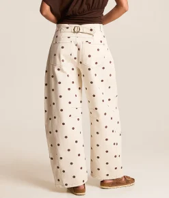 Peach Love California Polka Dot Barrel Pant Cream Brown Clearance