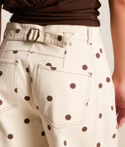 Peach Love California Polka Dot Barrel Pant Cream Brown Clearance