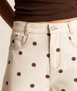 Peach Love California Polka Dot Barrel Pant Cream Brown Clearance