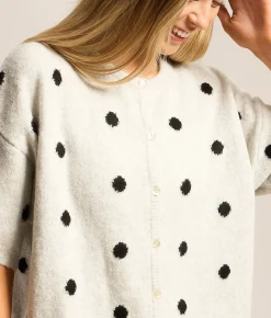 Tops | LE LIS Polka Dot Cardigan Sweater Brown White Dot