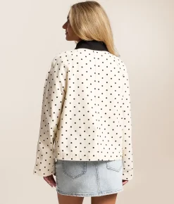 1 Sunset Lane Polka Dot Denim Jacket Cream Black Best