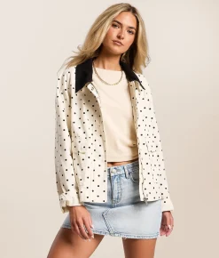 1 Sunset Lane Polka Dot Denim Jacket Cream Black Best