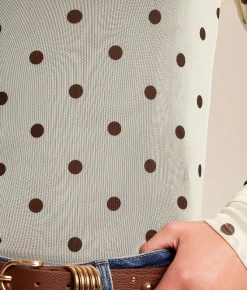 Tops | Willow & Root Polka Dot Mesh Top Cream