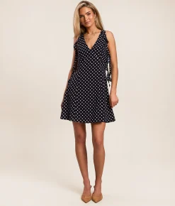 Willow & Root Polka Dot Mini Dress Navy White Clearance