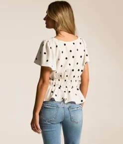 Willow & Root Polka Dot Peplum Top Ivory Online