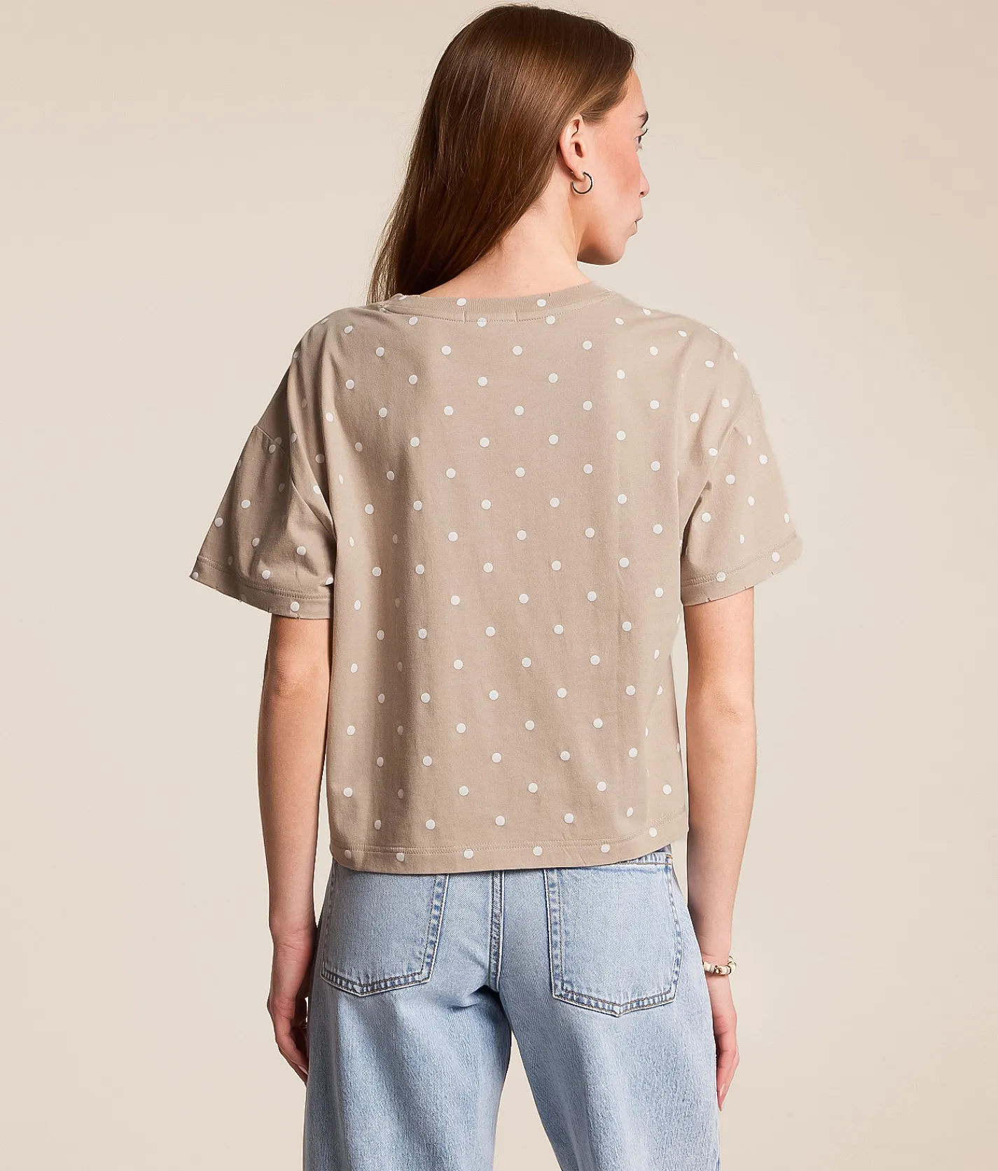 Tops | Modish Rebel 23 Polka Dot T-Shirt Beige
