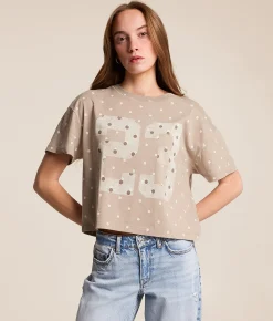 Tops | Modish Rebel 23 Polka Dot T-Shirt Beige