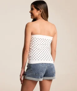 FITZ + EDDI Polka Dot Tube Top Star White Outlet