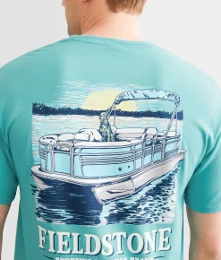 Graphic T-Shirts | Fieldstone Pontoon Boat T-Shirt Sea Foam