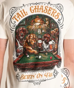 Tail Chasers Club Pool Dogs T-Shirt Antique White New