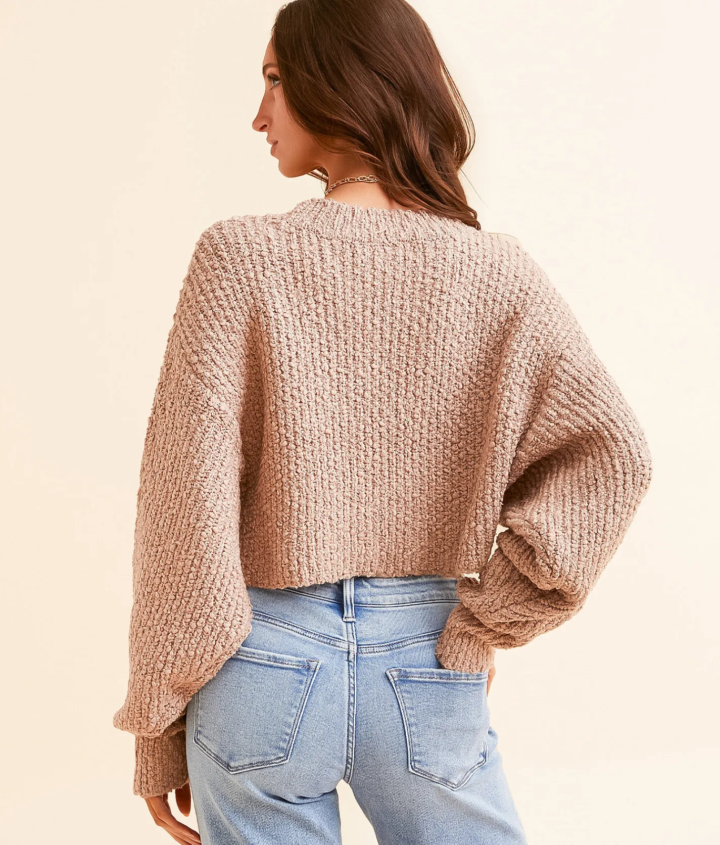 Hyfve Popcorn Stitch Cropped Sweater Cream Best