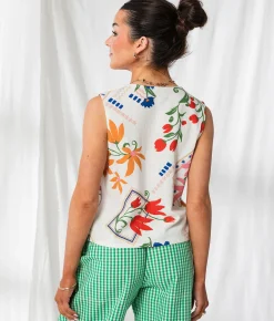 Tops|Coats & Jackets | 33 Coastal Post Card Floral Vest Cream Multi