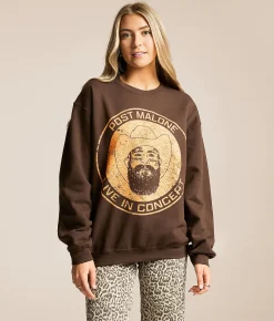 Tops | Bravado Post Malone Oversized Band Pullover Brown