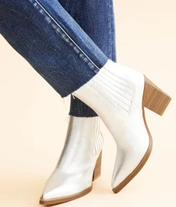 Shoes | Mia Prairie Metallic Ankle Boot Silver