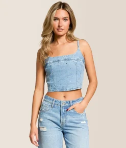 Levi's® Premium Jadine Rhinestone Denim Tank Top Dazzle Me Tank Clearance
