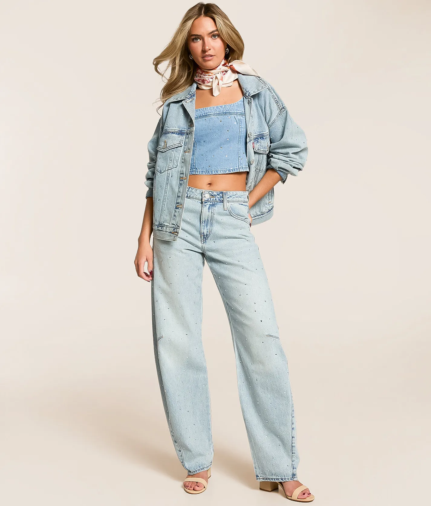 Levi's® Premium Jadine Rhinestone Denim Tank Top Dazzle Me Tank Clearance