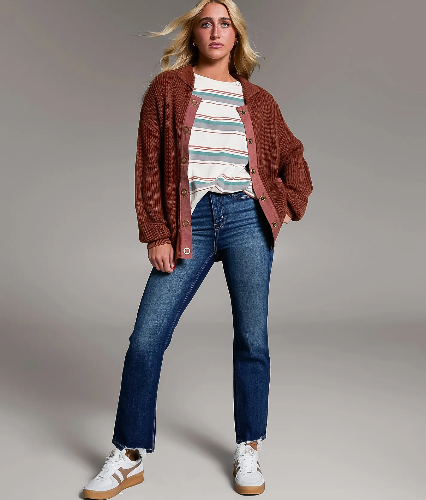 BKE Prep Edit - Snap Down Cardigan Sweater Sable Outlet