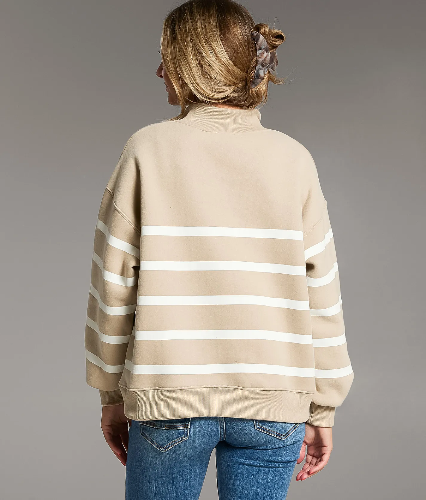 Tops | BKE Prep Edit - Striped Half Snap Pullover Humus