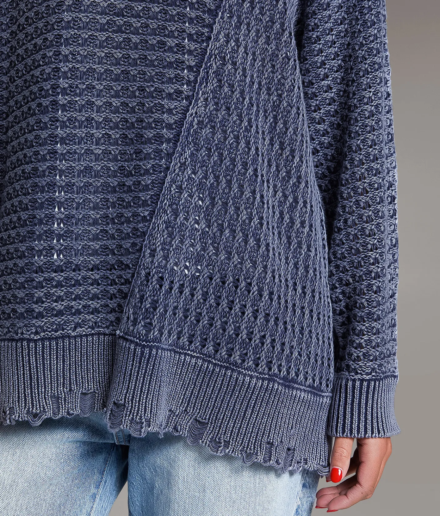 BKE Prep Edit - Washed Split Sweater Mood Indigo Washed Online