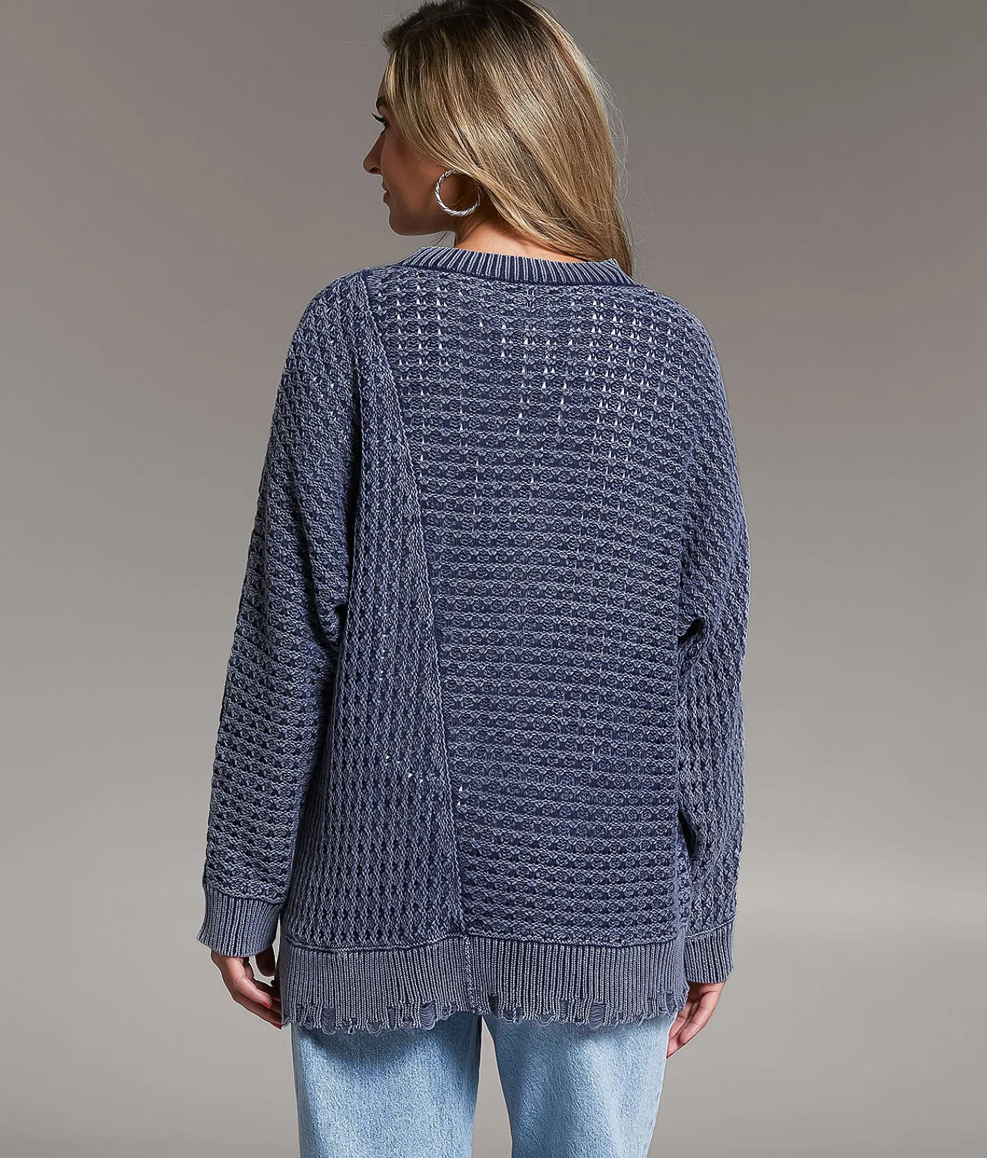BKE Prep Edit - Washed Split Sweater Mood Indigo Washed Online