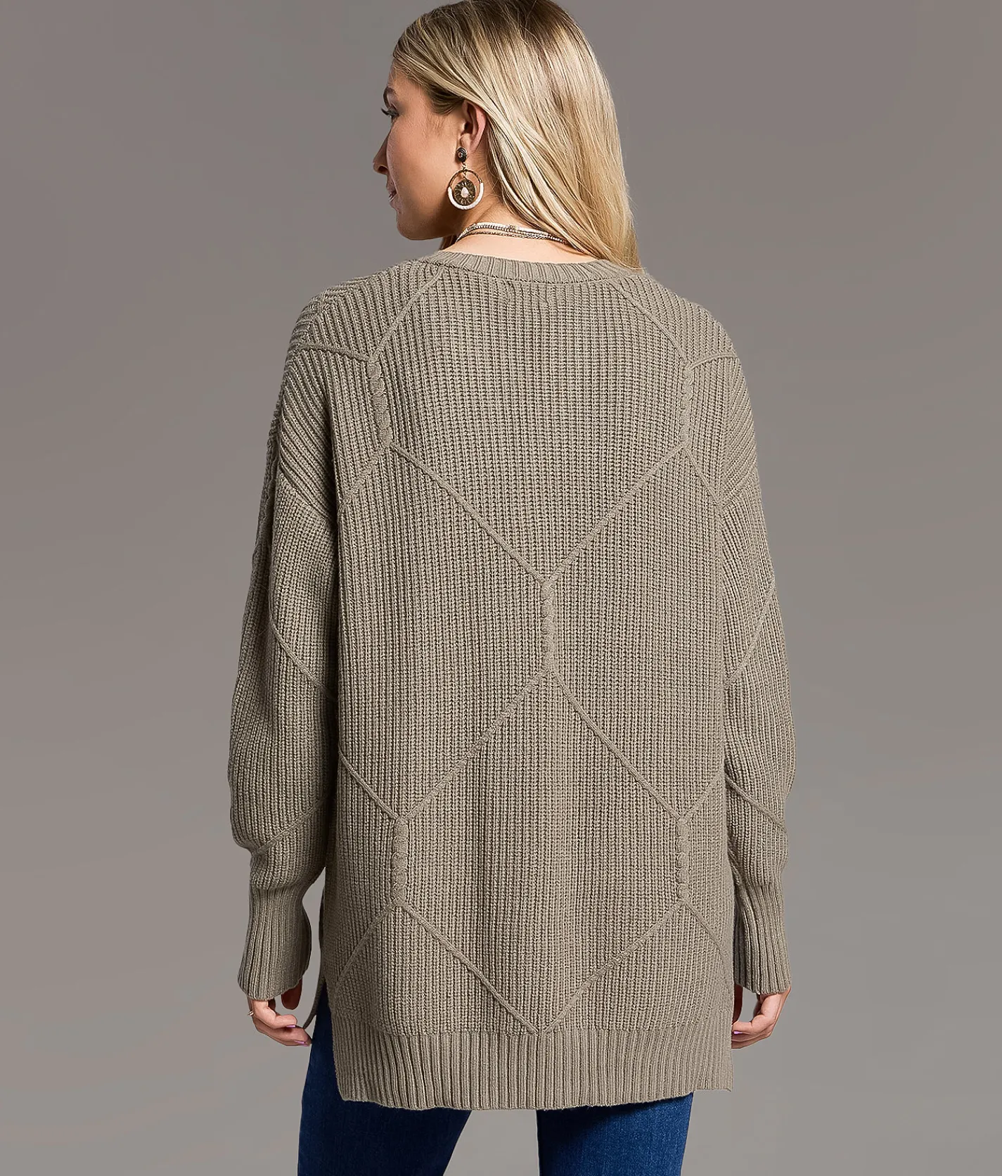 BKE Prep Edit - Window Pane Ribbed Sweater Vetiver Outlet