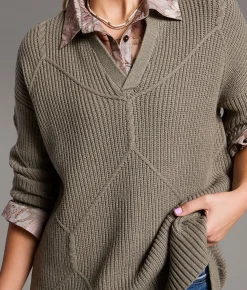 BKE Prep Edit - Window Pane Ribbed Sweater Vetiver Outlet
