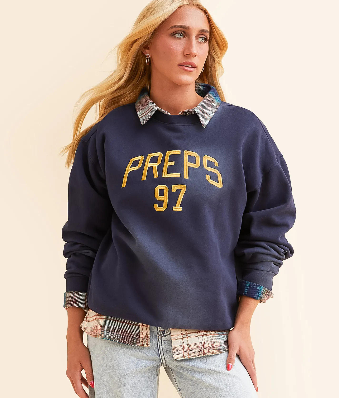 Tops | Modish Rebel Preps Pullover Navy Blue