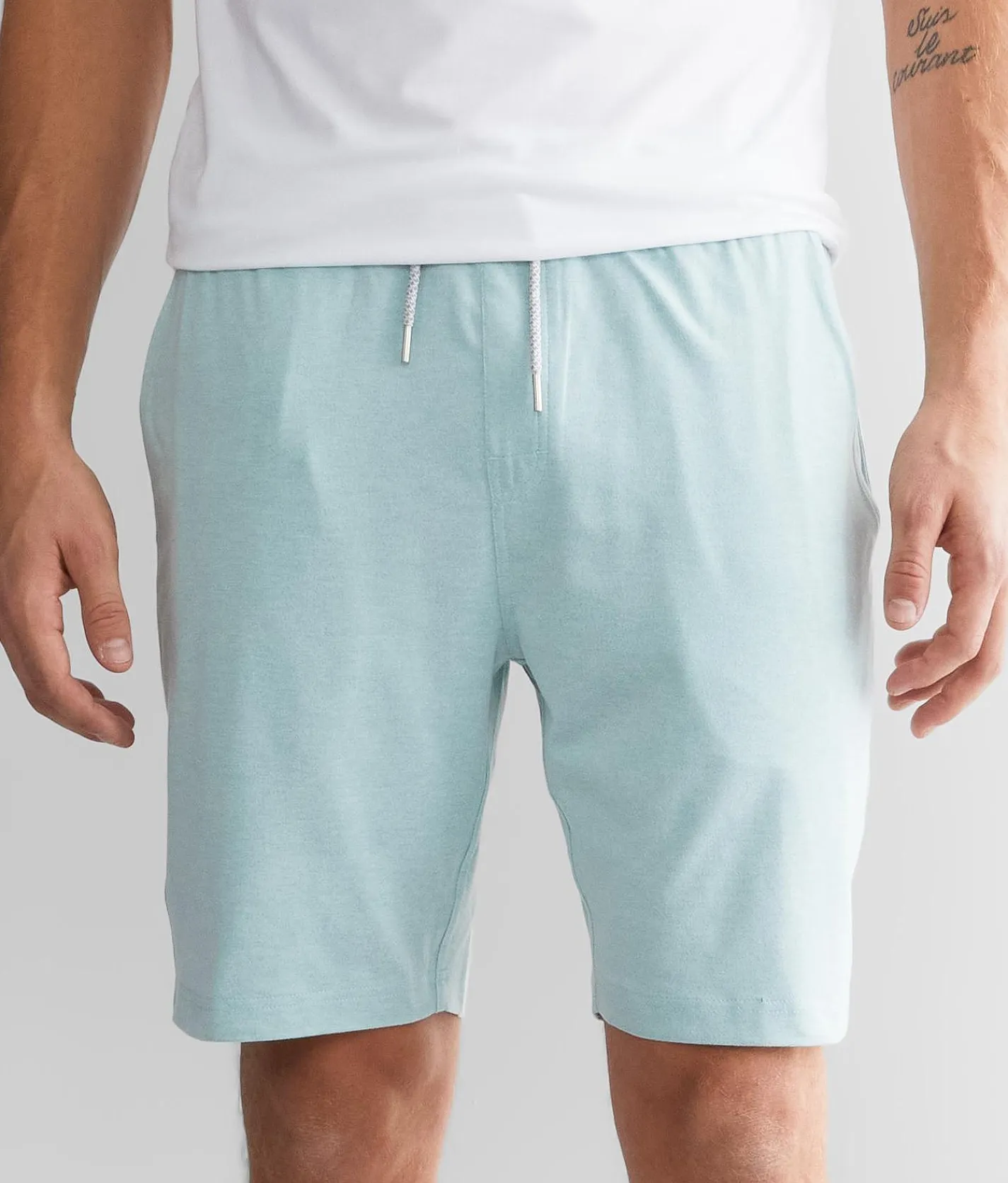 BKE Prima Justin Performance Knit Short Aqua Heather Best