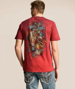 Affliction Primitive Wrath T-Shirt Mars Red Pigment Dye Best