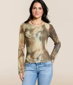 Tops | Gilded Intent Printed Mesh Top Multi
