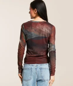 Gilded Intent Printed Mesh Top Assorted New