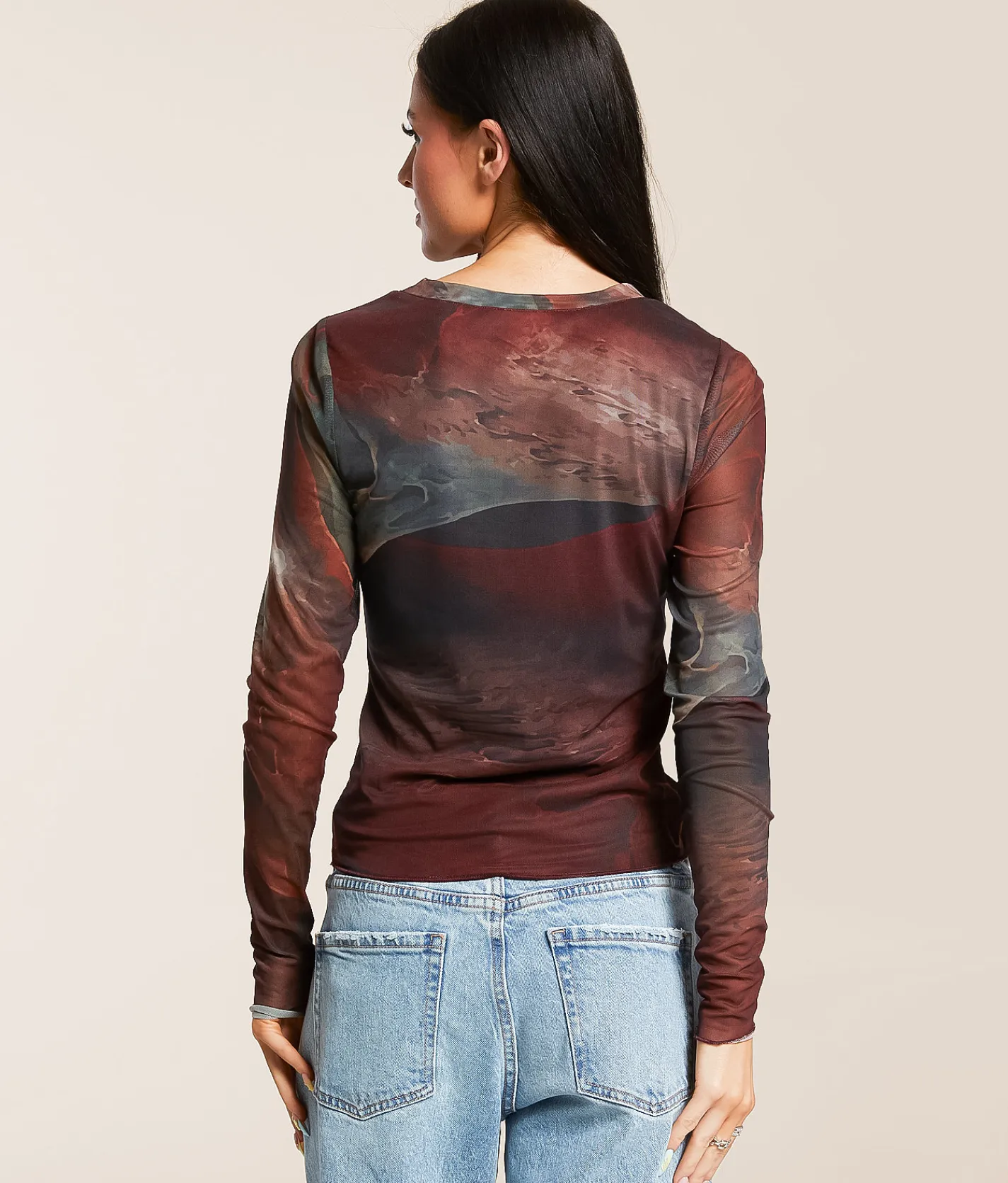 Gilded Intent Printed Mesh Top Assorted New