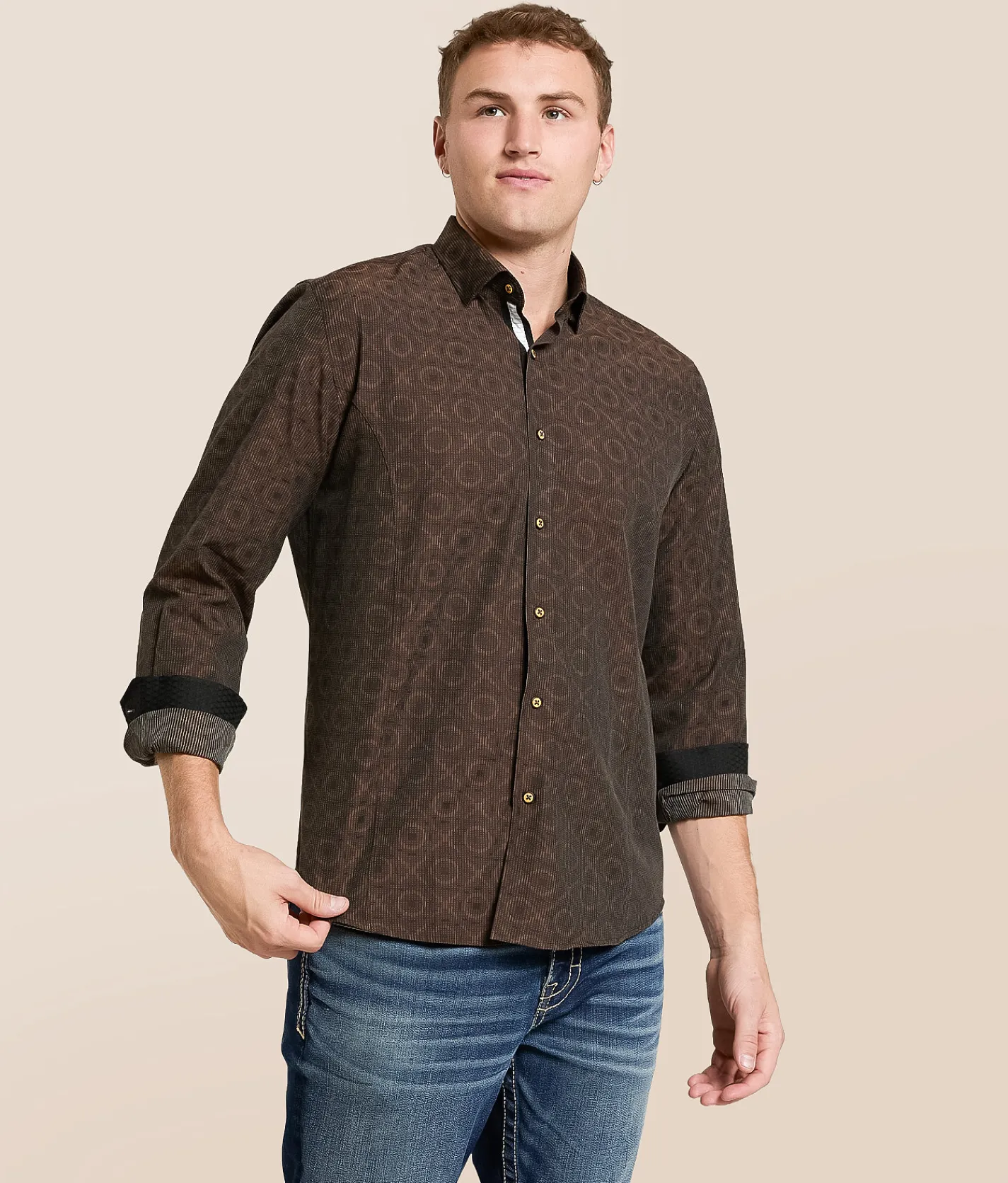 Eight X Printed Shirt Brown Sale