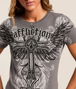 Affliction Promised T-Shirt Charcoal Reactive Best