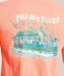 Old Row Pull Your Tikis Out T-Shirt Neon Red Orange Discount