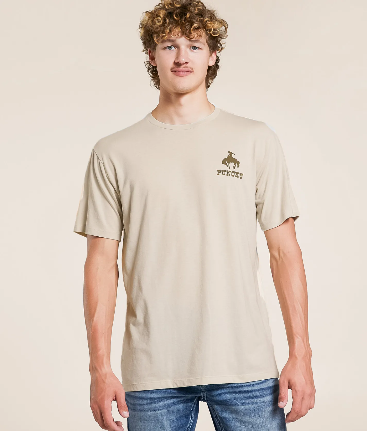 Tops|Graphic T-Shirts | Hooey Punchy Roundup T-Shirt Cream