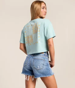 Tops | Hurley Quadrant Cropped T-Shirt Canal Blue