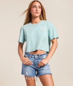 Tops | Hurley Quadrant Cropped T-Shirt Canal Blue