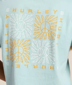 Tops | Hurley Quadrant Cropped T-Shirt Canal Blue