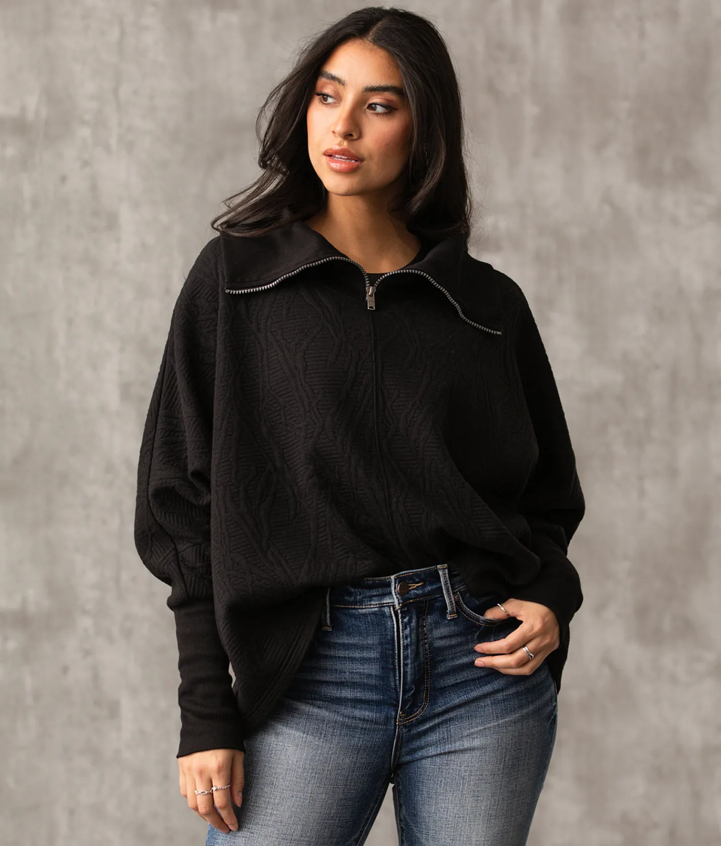 Tops|Activewear | Buckle Black Quarter Zip Dolman Pullover Black
