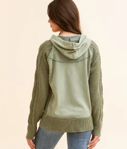 Tops | BKE Quarter Zip Hooded Sweatshirt Sea Spray