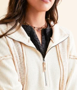 Tops | BKE Quarter Zip Hoodie Cream