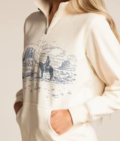 Ariat Quarter Zip Oversized Pullover Sea Salt Clearance