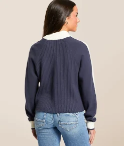 FITZ + EDDI Quarter Zip Pullover Mood Indigo Hot